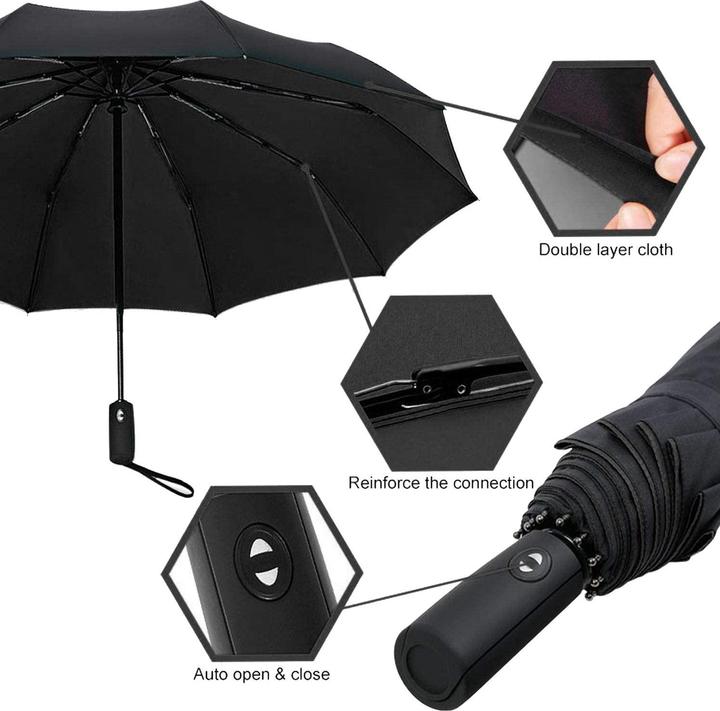 Produktbild JTI Regenschirm, kompakt - 105 cm - Schwarz