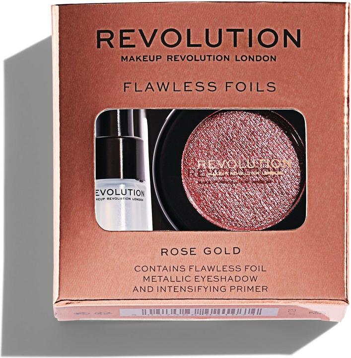 Actual product image Makeup Revolution Flawless Foils Metallic Eye Shadow + Rose Gold Base (Rose gold)
