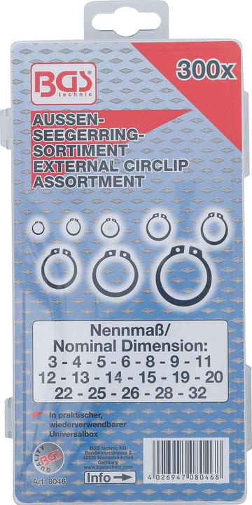 Image du produit BGS External Circlip Assortment | Ø 3 - 32 mm | 300 pcs.