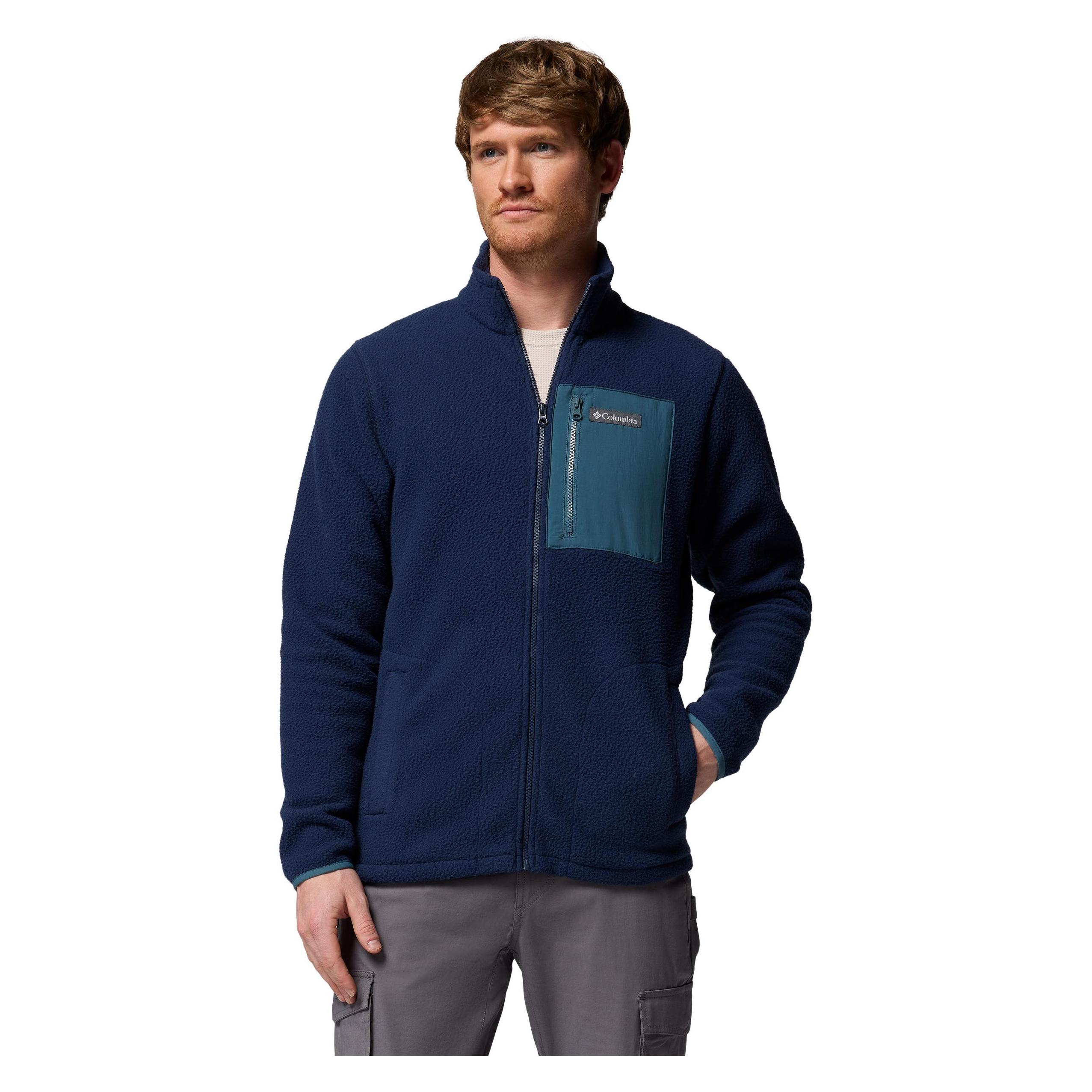 Columbia, Herren, Outdoorjacken, Jasper Ridge Pebbled Full Zip Fleece (L), Blau, L