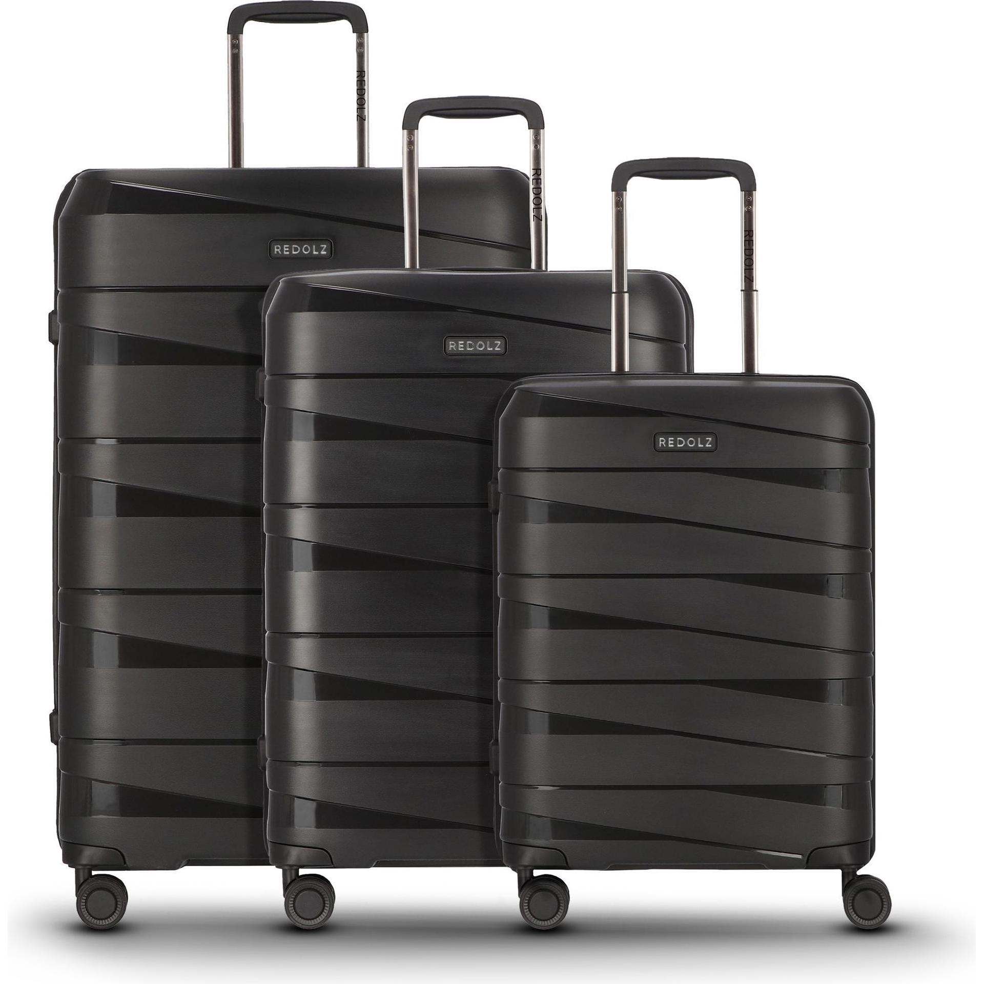 Redolz, Koffer, Essentials 10 3-SET 4 Rollen Kofferset 3-teilig, Schwarz, (188 l, XL (ab 115l))