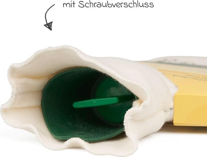 Actual product image Grünspecht Children's hot water bottle made of natural rubber with cover made of (0.60 l, Bed flask with cover)