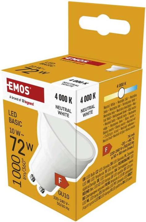 Image du produit Emos LED Lampe Basic MR16 Weiss/ GU10 / 10 W (72 W) / 1000 lm / NeutralWeiss (GU10, 1000 lm, 1x)