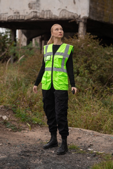 Productafbeelding Korntex Comfortabele hoge zichtbaarheidsgilet "Hamburg" - Multifunctioneel - Lichtgroen - XXL (XXL)