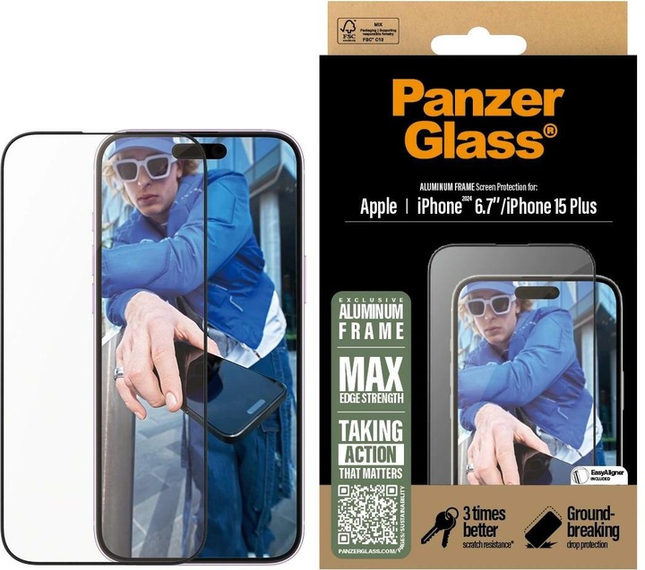 Actual product image PanzerGlass Ultra-Wide Fit (1 Piece, Apple iPhone 15 Plus, Apple iPhone 16 Plus)