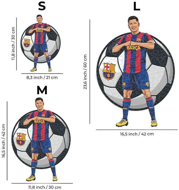 Produktbild Iconic FC Barcelona - Robert Lewandowski - Holz Puzzle Grösse S (150 Teile) (150 Teile)