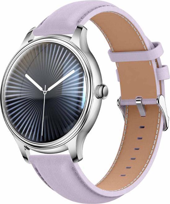 Actual product image Colmi Smart Watch L28 Silver-Purple + Purple leather strap