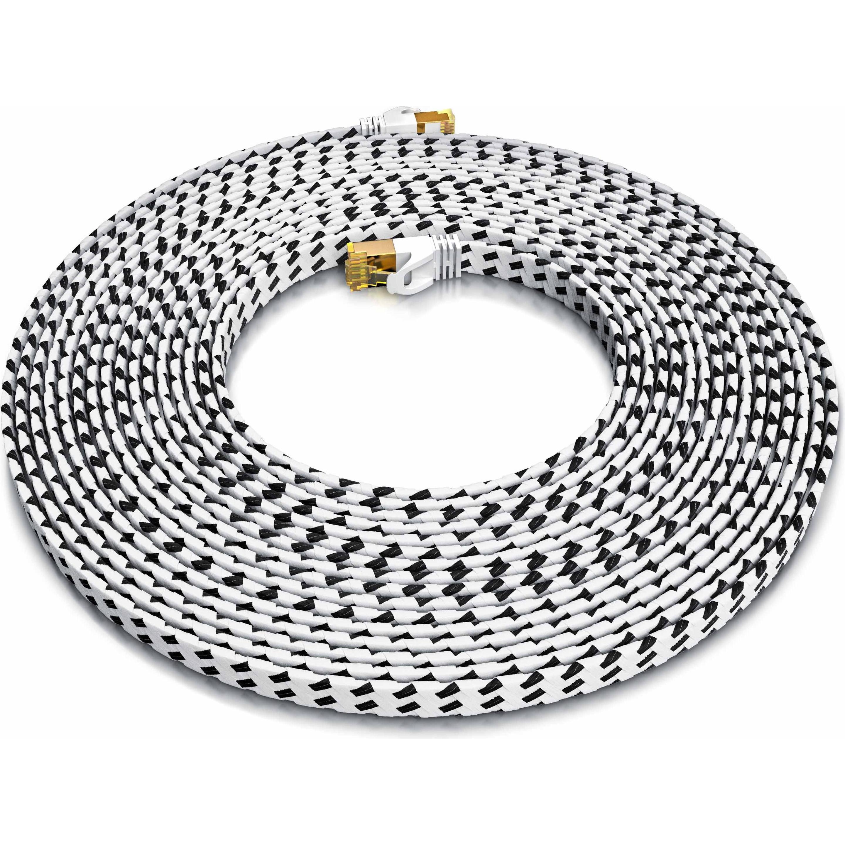 Thumbnail - Primewire CAT 7 Netzwerkkabel Flach Baumwollmantel - LAN Patchkabel Datenkabel - Flachbandkabel - Verlegekabel (U/FTP, P...