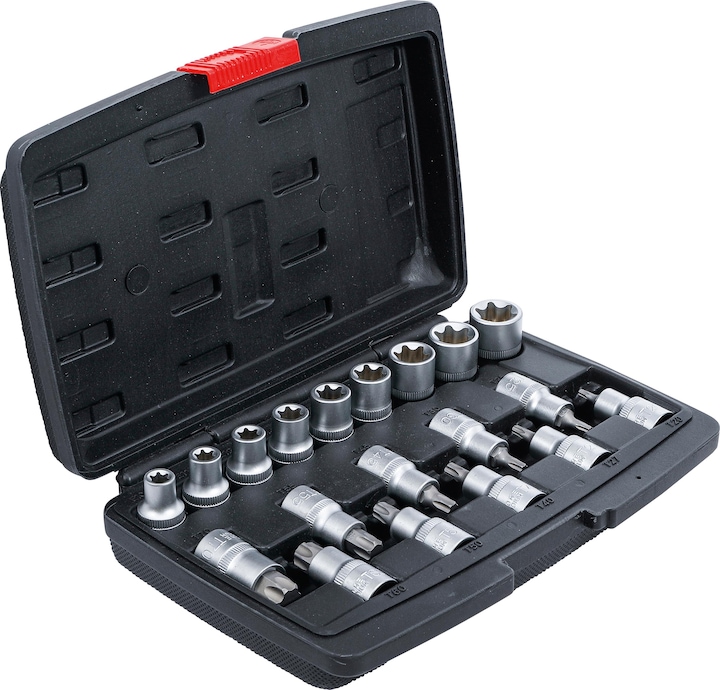BGS Bit Socket / Socket Set | 12.5 mm (1/2") Drive | T-Star (for Torx) / E-Type | 19 pcs. (12.5 mm)