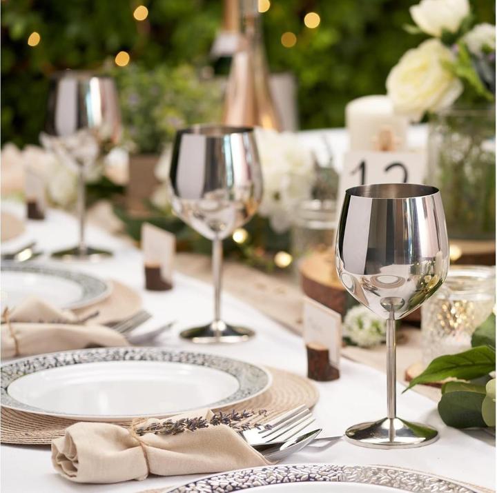 Immagine prodotto Oak & Steel Set di 2 bicchieri da vino in acciaio inossidabile (50 cl, 2 Occhiali, Set di bicchieri da vino)