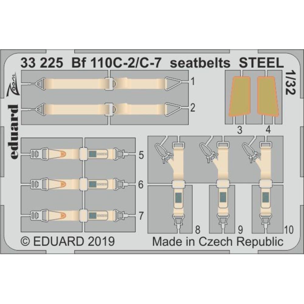 Eduard Bf 110C-2/C-7 seatbelts STEEL for Revell