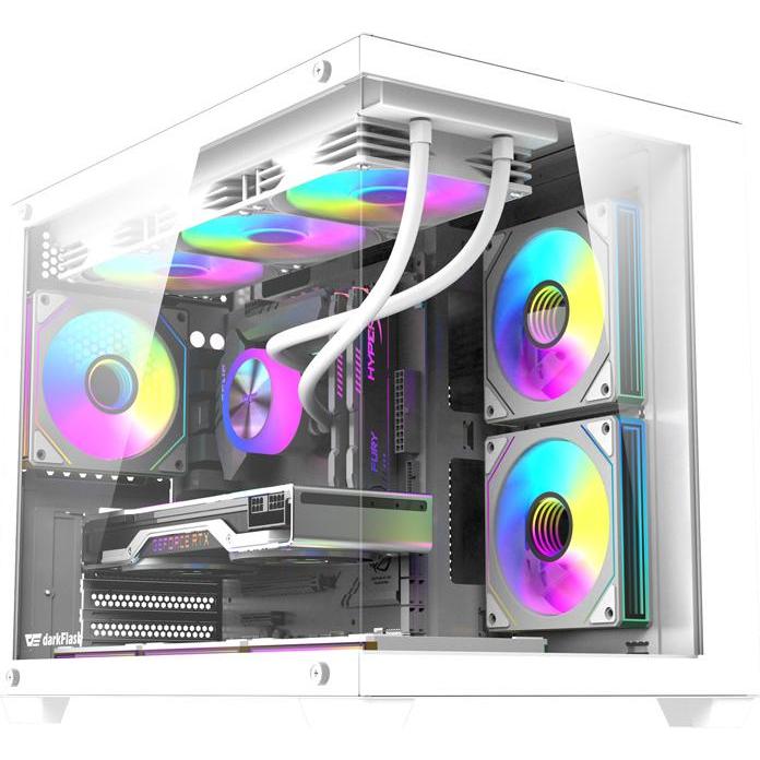 Darkflash Tech DarkFlash B275 PRO computer case (white) + 6 fans, Case PC, Bianco