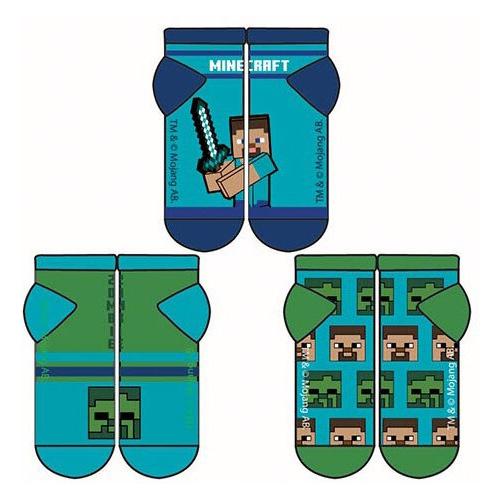 Procos, Unisex, Socken, Minecraft Kindergeheimnissocken 27/30, Mehrfarbig, (3er Pack, 27 - 30)
