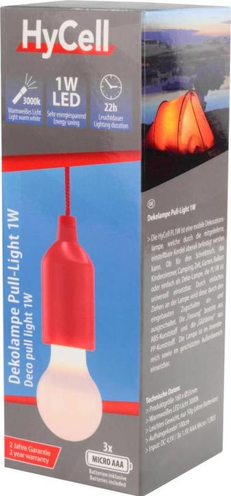 Productafbeelding Star Trading HyCell Pull-Light RED, incl. 3 x AAA batterijen (PU 8 1 Di)