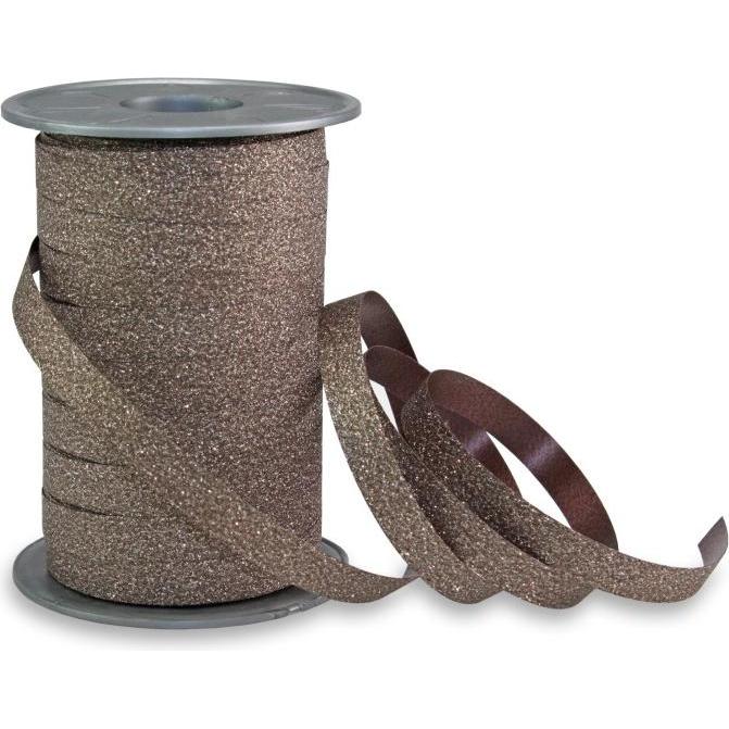 Thumbnail - Pattberg, Geschenkverpackung, Geschenkband Poly Glitter 1 cm x 100 m, Braun (Geschenkband, 1 x)