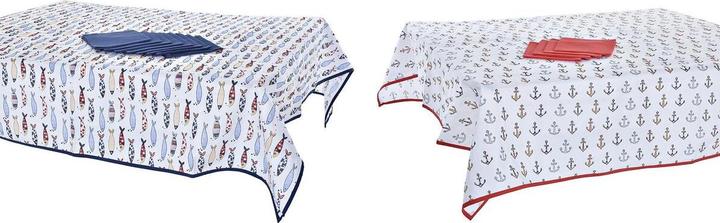 Produktbild DKD Home Decor Tischwäsche-Set Blau Weiss Rot 150 x 150 x 0,5 cm (2 Stück)