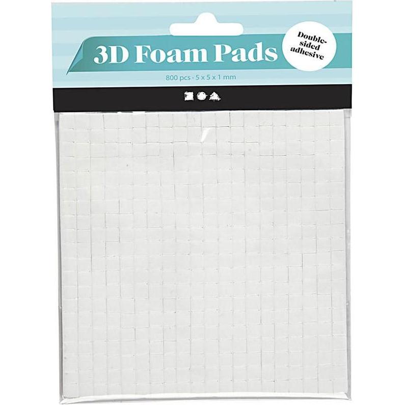 Creativ Company, Fotokleber + Posterkleber, 3D Foam Pads Wit 5x5x1mm, 2 Vellen