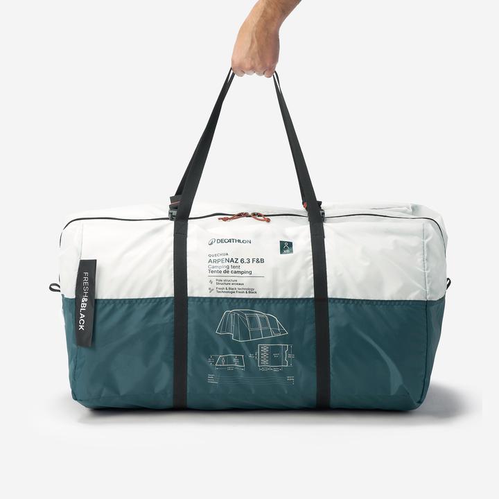 Image du produit Quechua Tente de camping à arceaux 6 places 3 chambres, Arpenaz 6.3 F&B (Auvent, 25.75 kg, 6 personnes)
