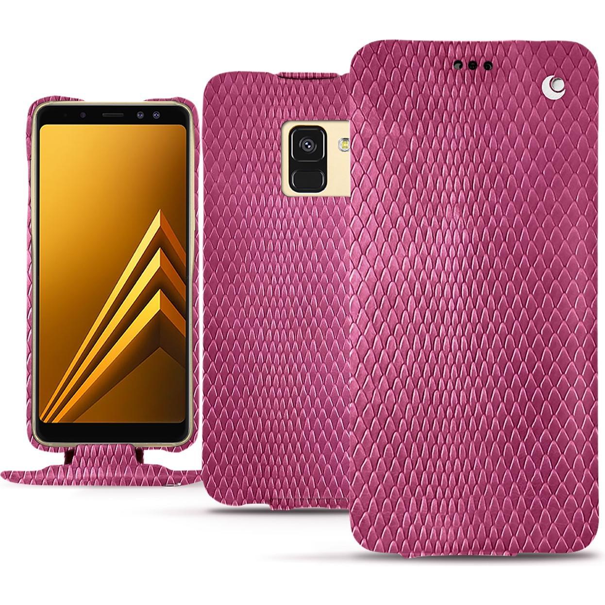 Noreve Lederschutzhülle vertikal (Samsung Galaxy A8 (2018)), Smartphone Hülle, Rosa