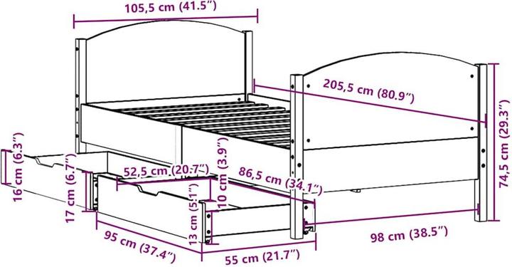 Image du produit vidaXL Bettgestell (100 x 200 cm)