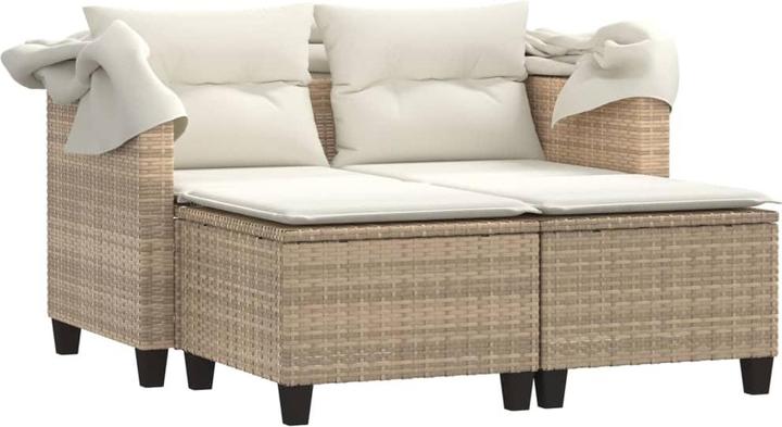 Produktbild VidaXL Gartensofa 2-Sitzer mit Dach und Hockern