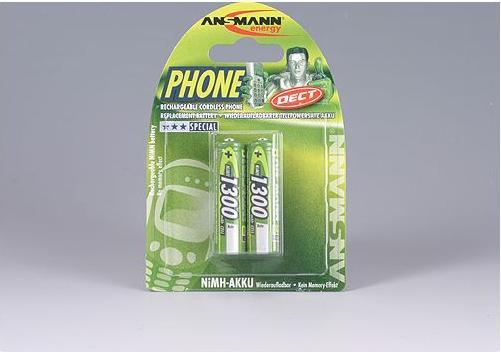 Produktbild Ansmann AA (2 Stk., AA / LR6 / LR06 / Mignon / R6 / R14505, 1300 mAh)