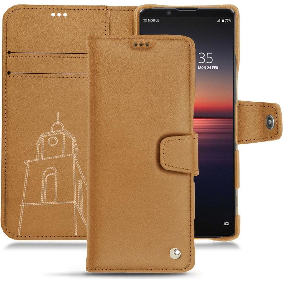 Thumbnail - Noreve Lederschutzhülle Wallet (Sony Xperia 1 II), Smartphone Hülle, Braun