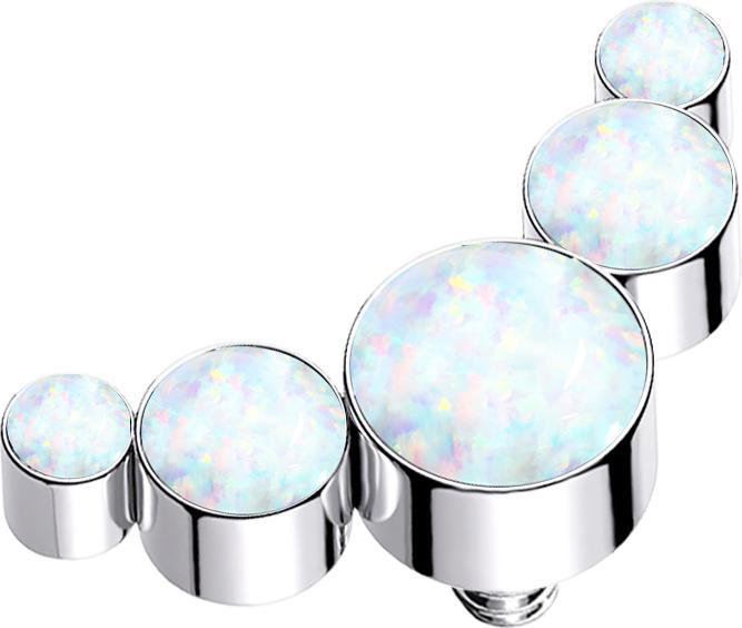 Immagine prodotto Star Piercing Dermal Anchor argento cinque opali bianchi (senza ottone, Acciaio chirurgico 316L)