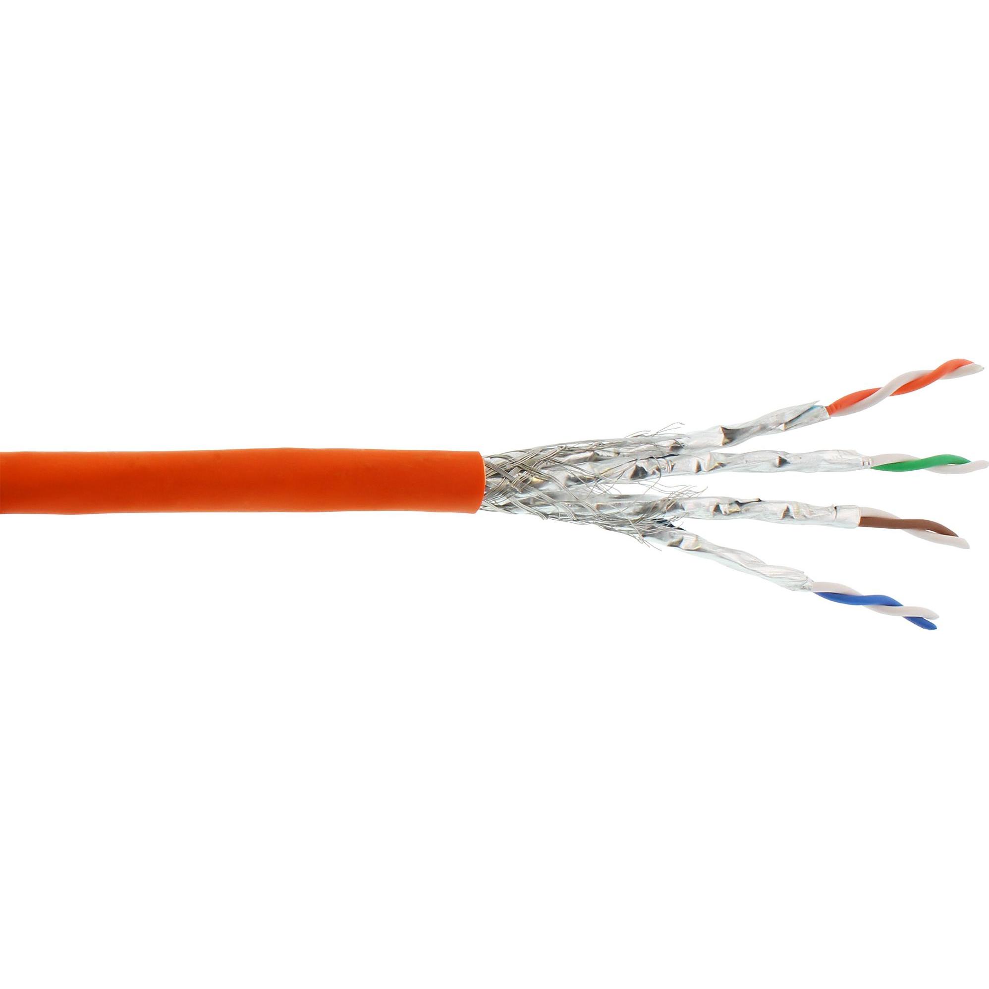 InLine Verlegekabel Cat.7a, S/FTP (PiMF) 4x2x0,58 AWG23, 1200MHz, B2ca halogenfrei, orange, 25m (S/FTP, CAT7a, 25 m), Ne...