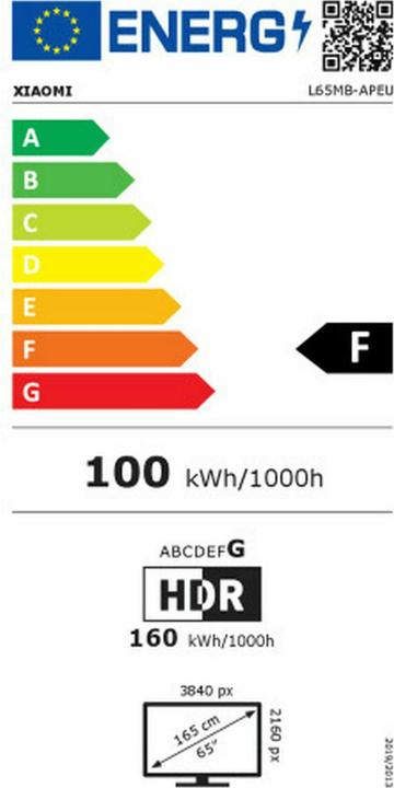 Energie-Label Xiaomi TV QLED TV A Pro 2026 | 65 | Smart TV | Google TV | 4K UHD (65", QLED, 4K, 2026)