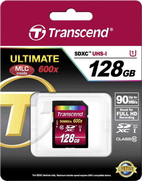 Immagine prodotto Transcend SDXC Ultimate 600x (128 GB, SDXC, U1, UHS-I)