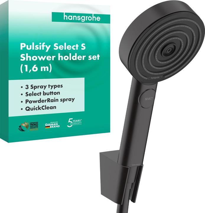 Actual product image hansgrohe Pulsify shower holder set 105 3 spray types, Relaxation, with shower hose 160 cm (matt finish) (3 Beam types, 11.40 l/min)