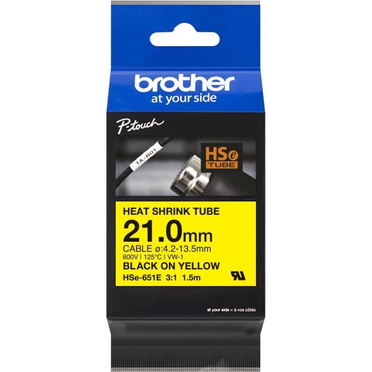 Brother, Beschriftungsband, Heat-Shrink-Tube schwarz/gelb (2.10 cm, Gelb)