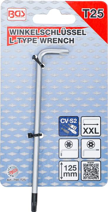 Image du produit BGS Clé allen extra longues profil T (pour Torx) avec/sans perçage T25 (Section en T)