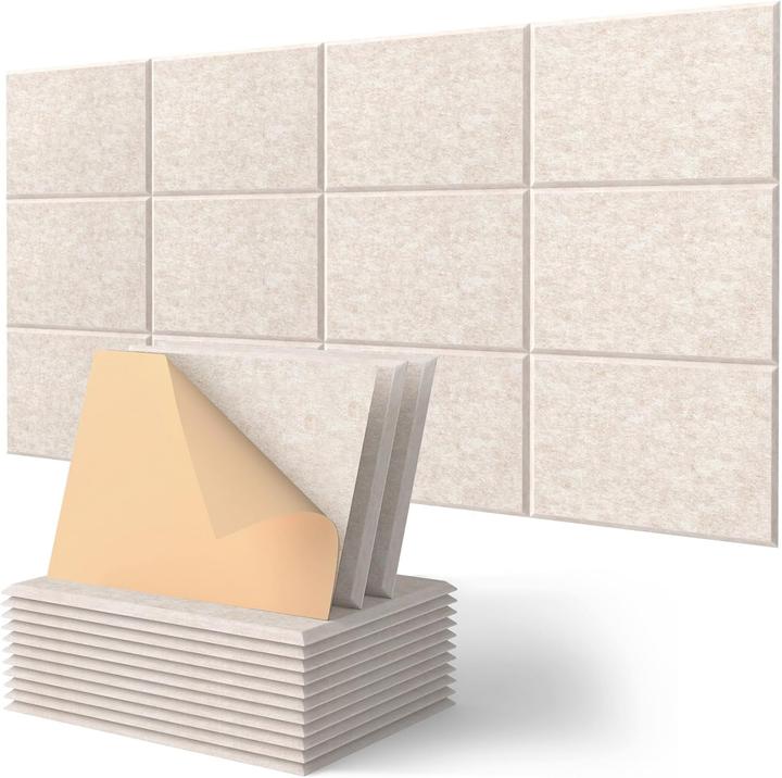 Kuchoow Selbstklebende Akustikplatten, 30x40x0.9cm (12 pz.)