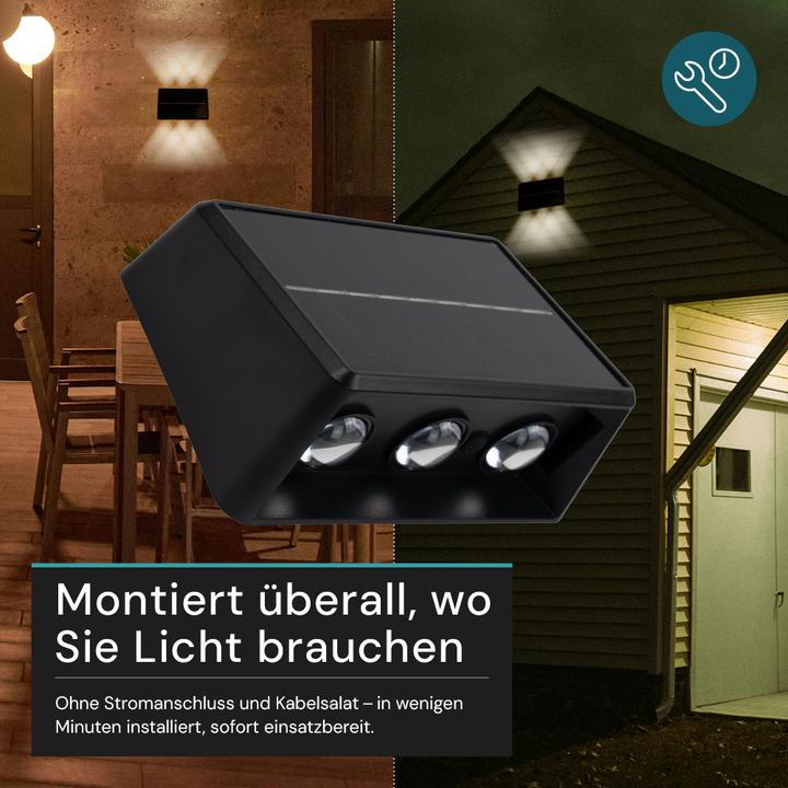 Produktbild Luxula Solar Wandleuchte Up/Down, 3-flg, CCT, IP54 (50 lm, IP54)