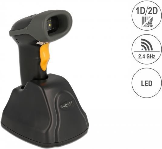 Actual product image Delock 2.4 GHz barcode scanner 1D and 2D with charging station - Multilingual (1D barcodes, 2D barcodes, QR Code)