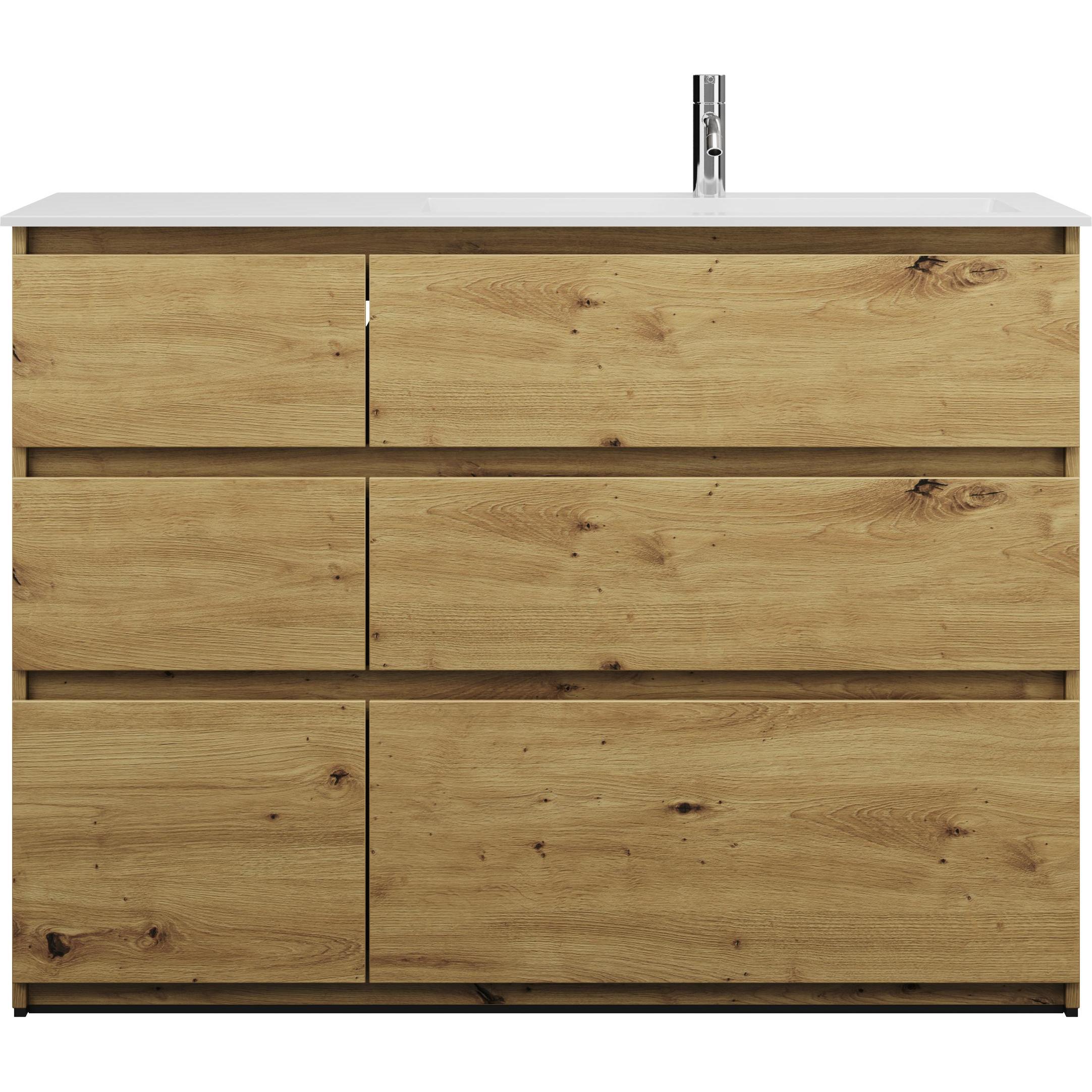 burgbad, Badmöbelset, Lin20 Mineralguss-Waschtisch Weiss Glänzend rechtsbündig inklusive Waschtischunterschrank