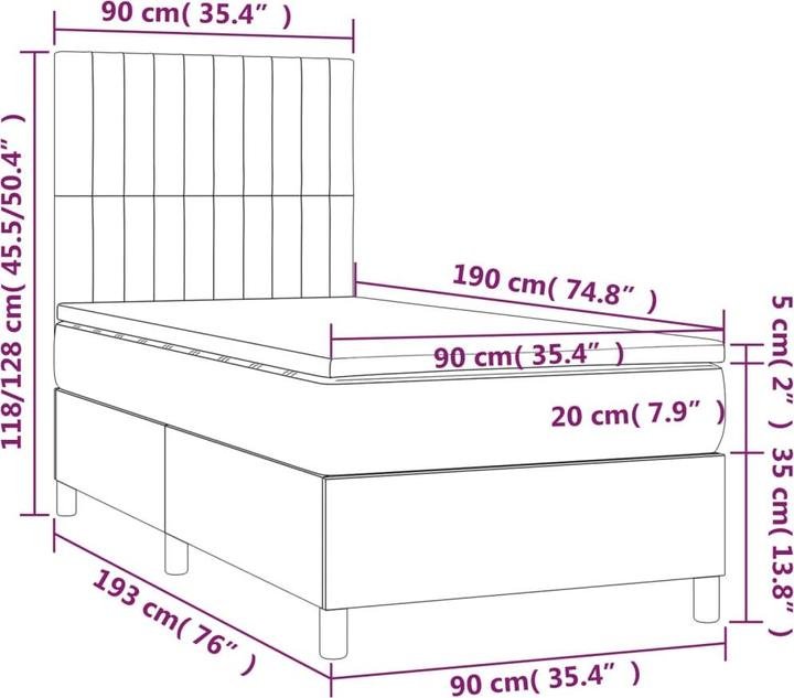 Immagine prodotto vidaXL Boxspringbett (90 x 190 cm)