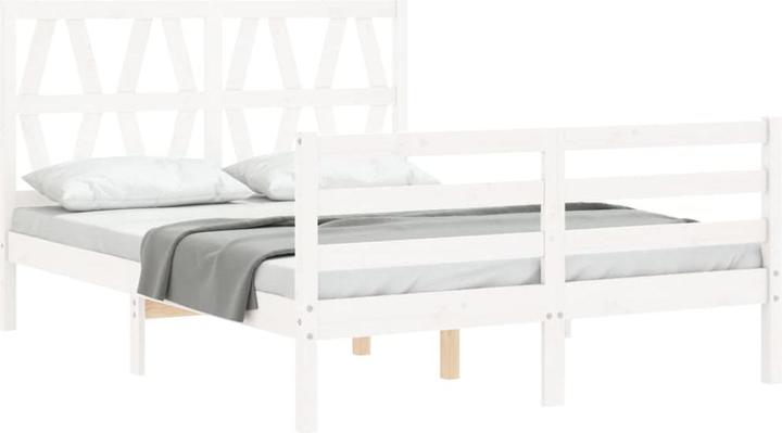 Image du produit VidaXL Massivholzbett mit Kopfteil Weiss 5FT King Size (150 x 200 cm)