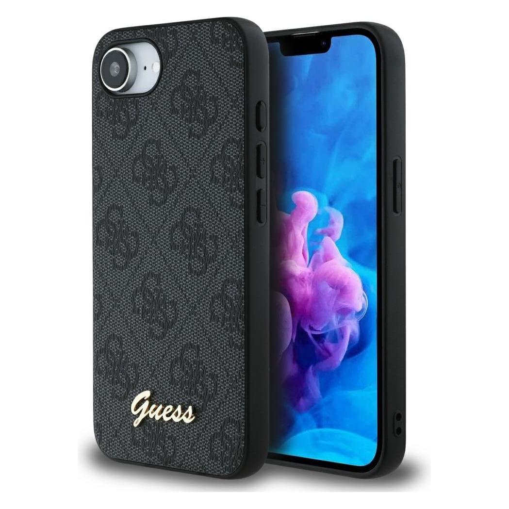 Guess Pu 4G Metal Logo Case Für Apple IPhone 16e - Black (Apple IPhone 16e), Smartphone Hülle, Schwarz