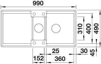 Produktbild Blanco ADIRA 6 S-F | SILGRANIT felsgrau | Einbauart: Flächenbündig | reversibel | mit Ablauffernbedi (Einbauspüle, 99 cm, 49 cm)