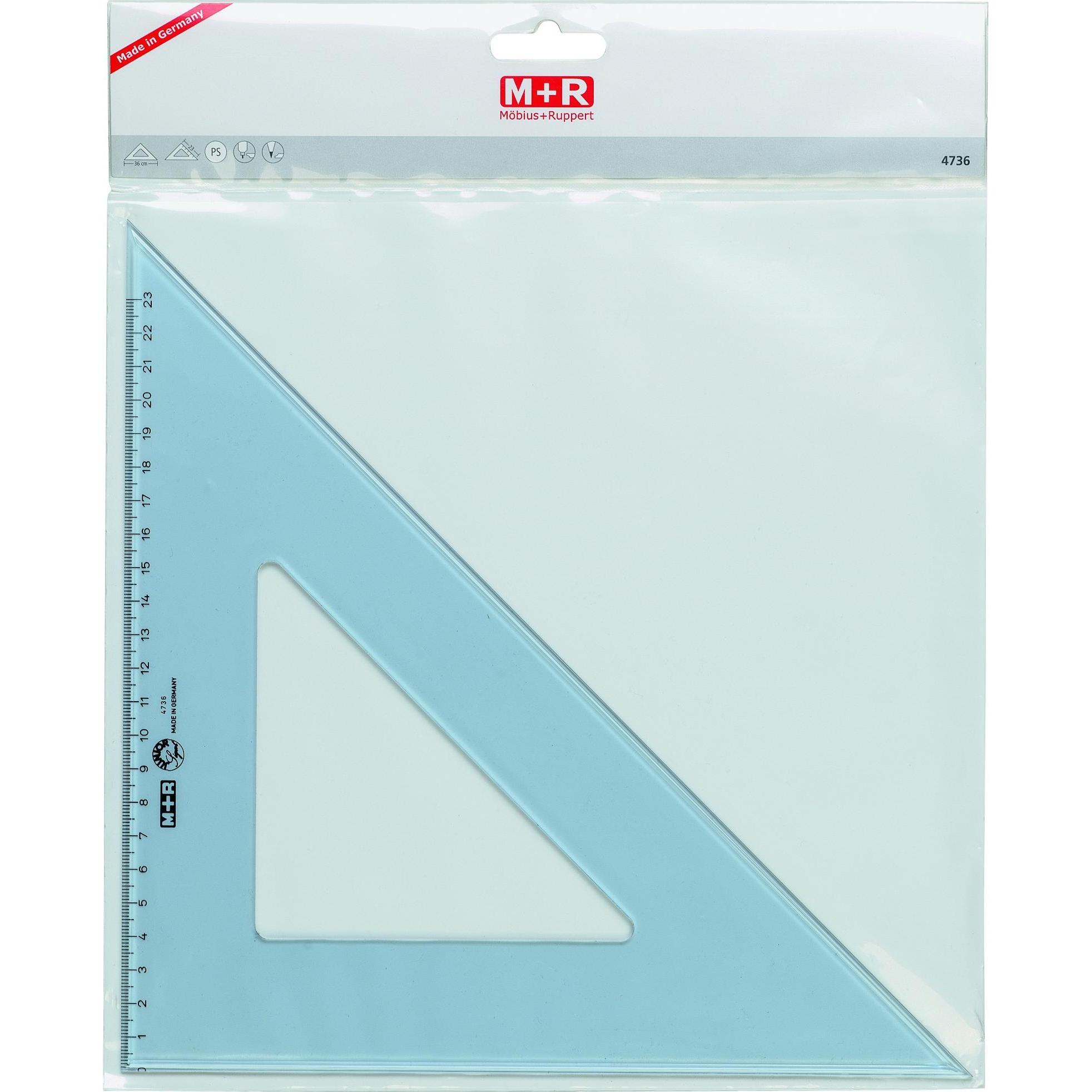 M+r, Lineal, Winkel 45Grad 20cm rauchtransparent Skala 13cm (220 mm)
