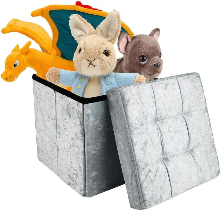 Image du produit Intirilife Siège cube velours bleu-gris