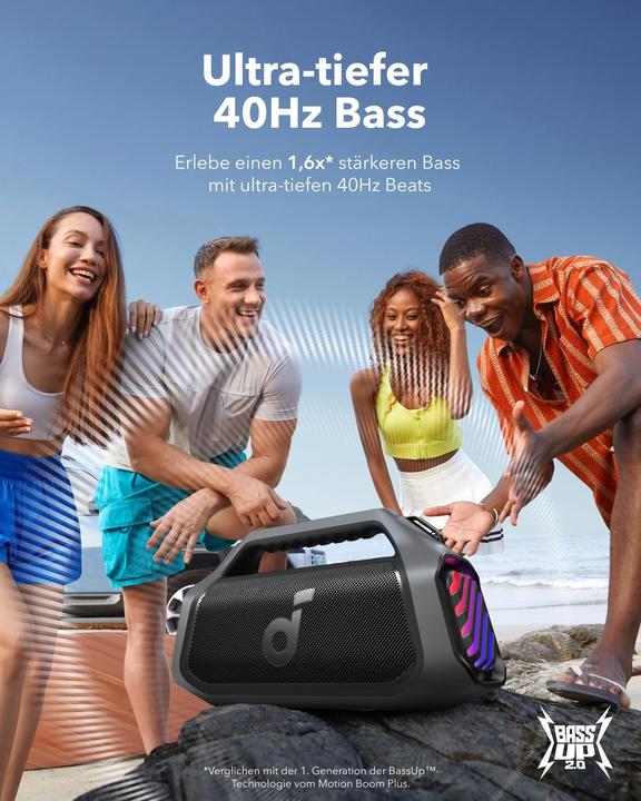 Produktbild soundcore NEW Anker Boom 2 Plus Buitenluidspreker, bluetooth, 140 W, 2+2 kanalen (20 h, Akkubetrieb)