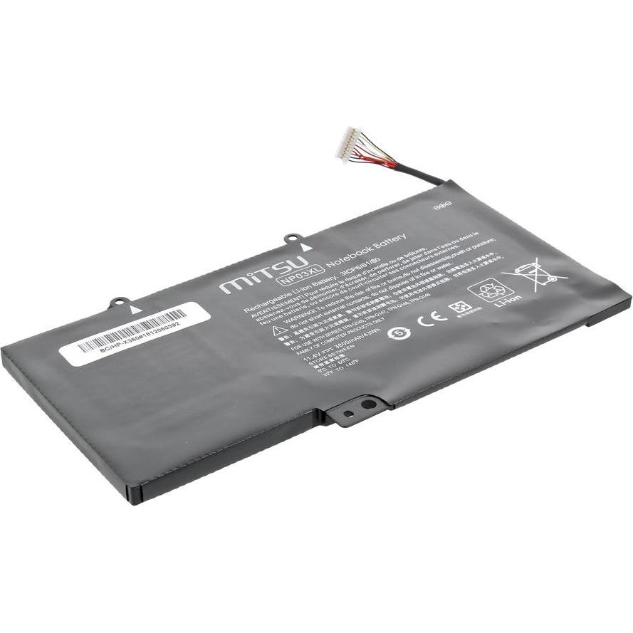 Mitsu HP Pavilion X360, 13-B, 15-U () (3 Zellen, 3800 mAh), Notebook Akku, Schwarz