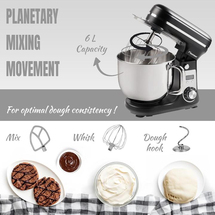 Actual product image Bestron Super Silent 4-in-1 Kitchen Machine with DC Motor, 6 Speeds & Pulse Function (800 W, 6 l)