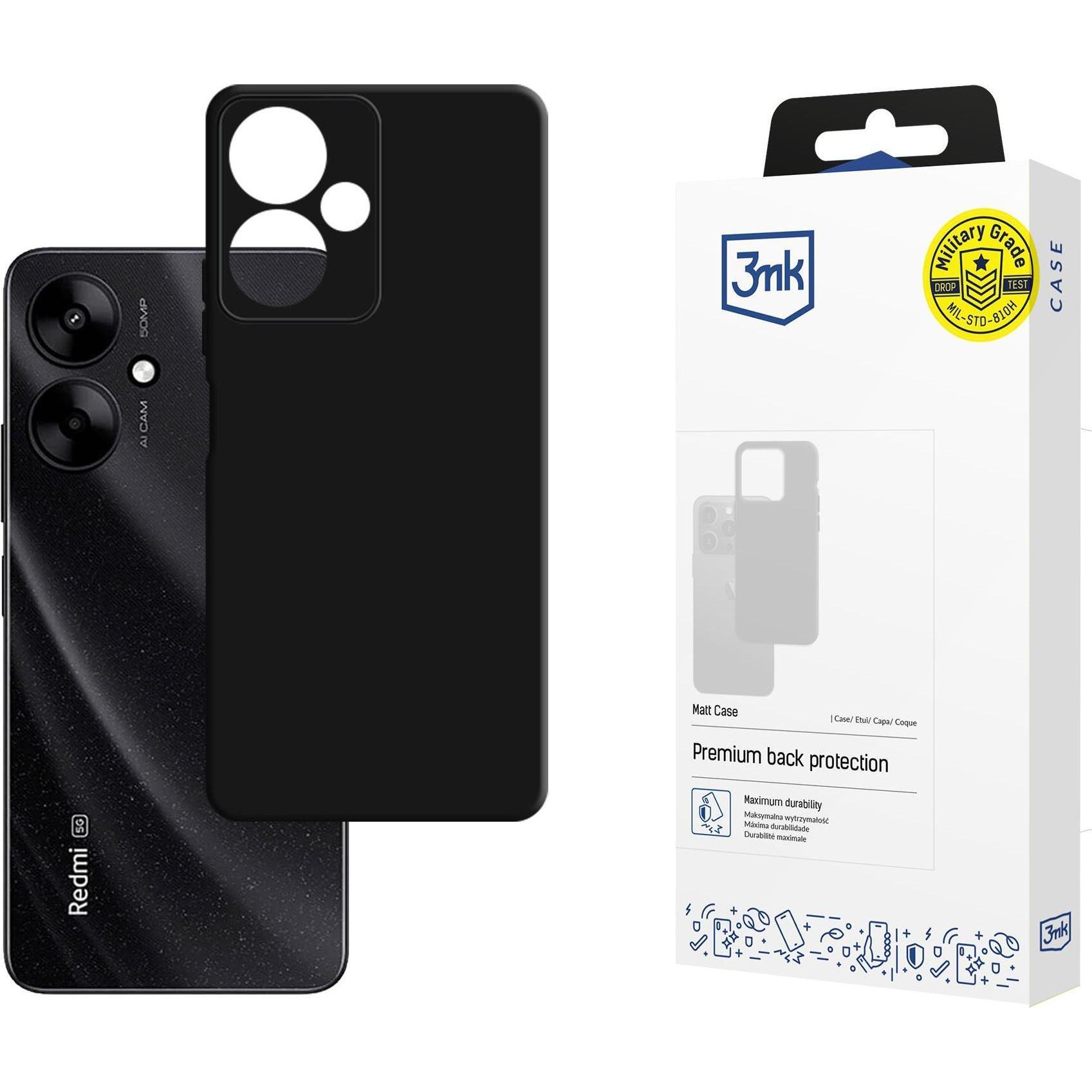3Mk Nero Custodia Opaca Per Xiaomi Redmi 13C 5G - (Xiaomi Redmi 13C 5G), Cover Smartphone,