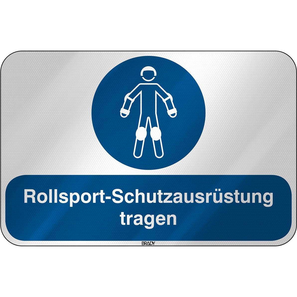 Brady M/M049/DE380/RFL-590X390-1, ISO Sicherheitsschild - Rollsport-Schutzausrüstung tragen, Lamin (304028)