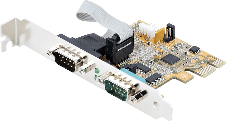 Produktbild StarTech com 2-Port PCI Express Serial Card, Dual Port PCIe to RS232 (DB9) Serial Card, 16C1050 UART (0.07 m, Industriekabel)